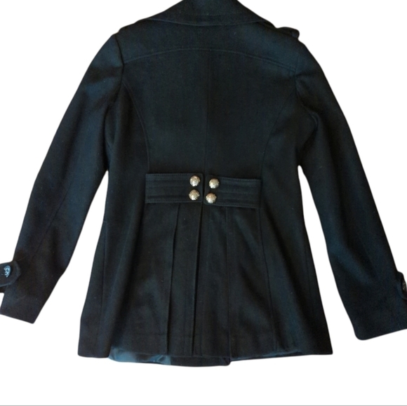 Miss Sixty Navy pea wool coat. button details wool blend classic chic Warm sz S - Picture 2 of 15